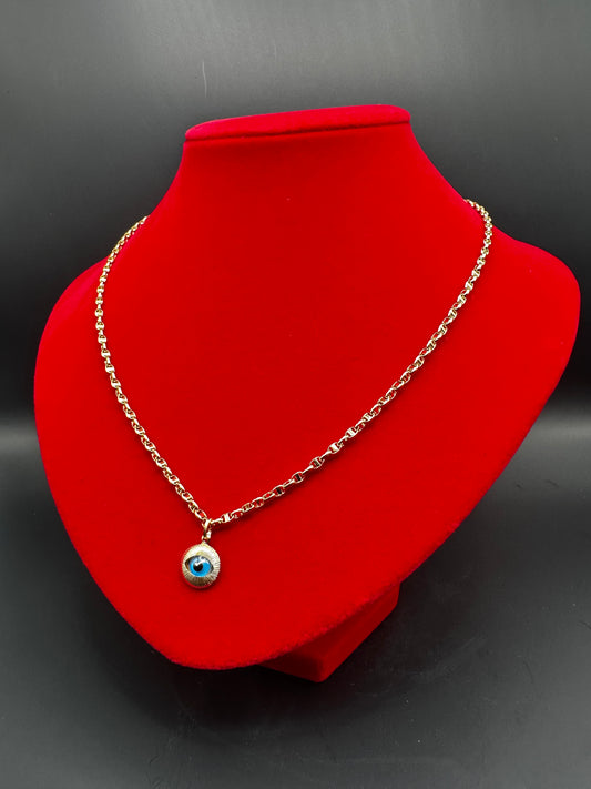 Anchor Link Chain + Turkish Eye Pendant