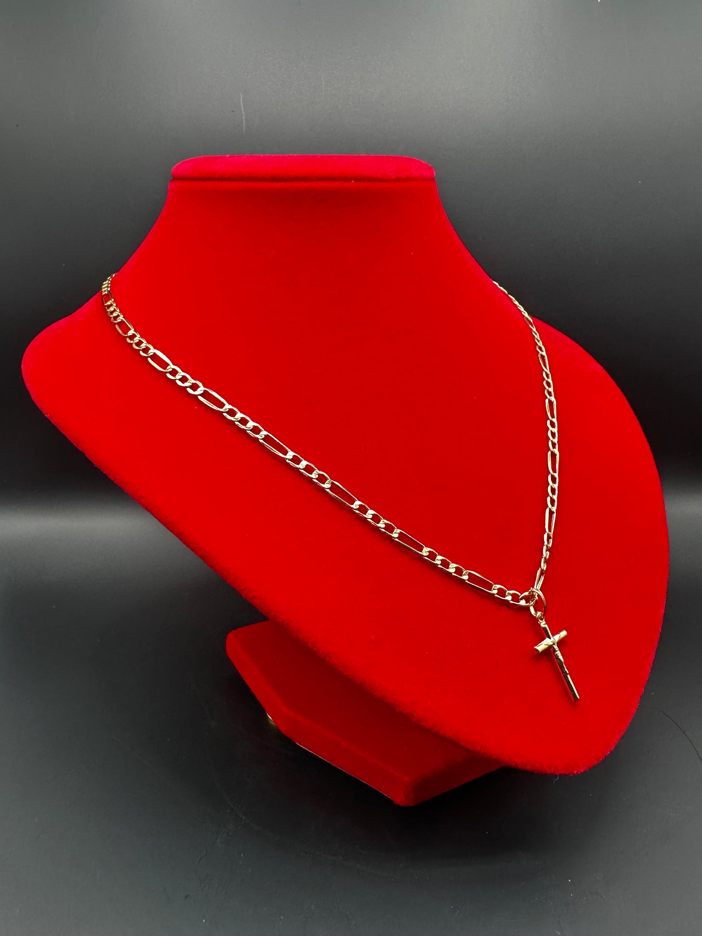 Chain Figaro + Cross Pendant