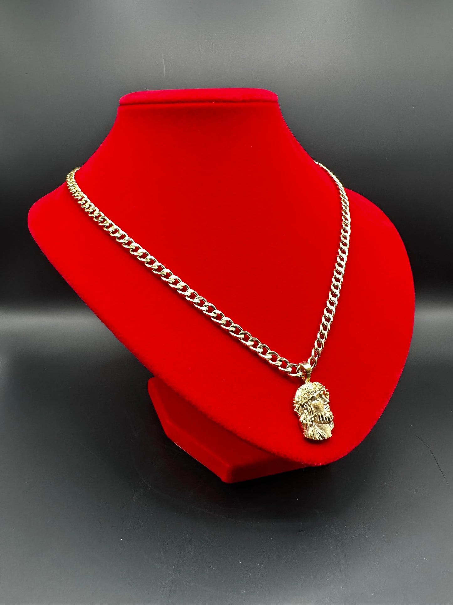 Cuban Link Chain + Jesus's Face Pendant