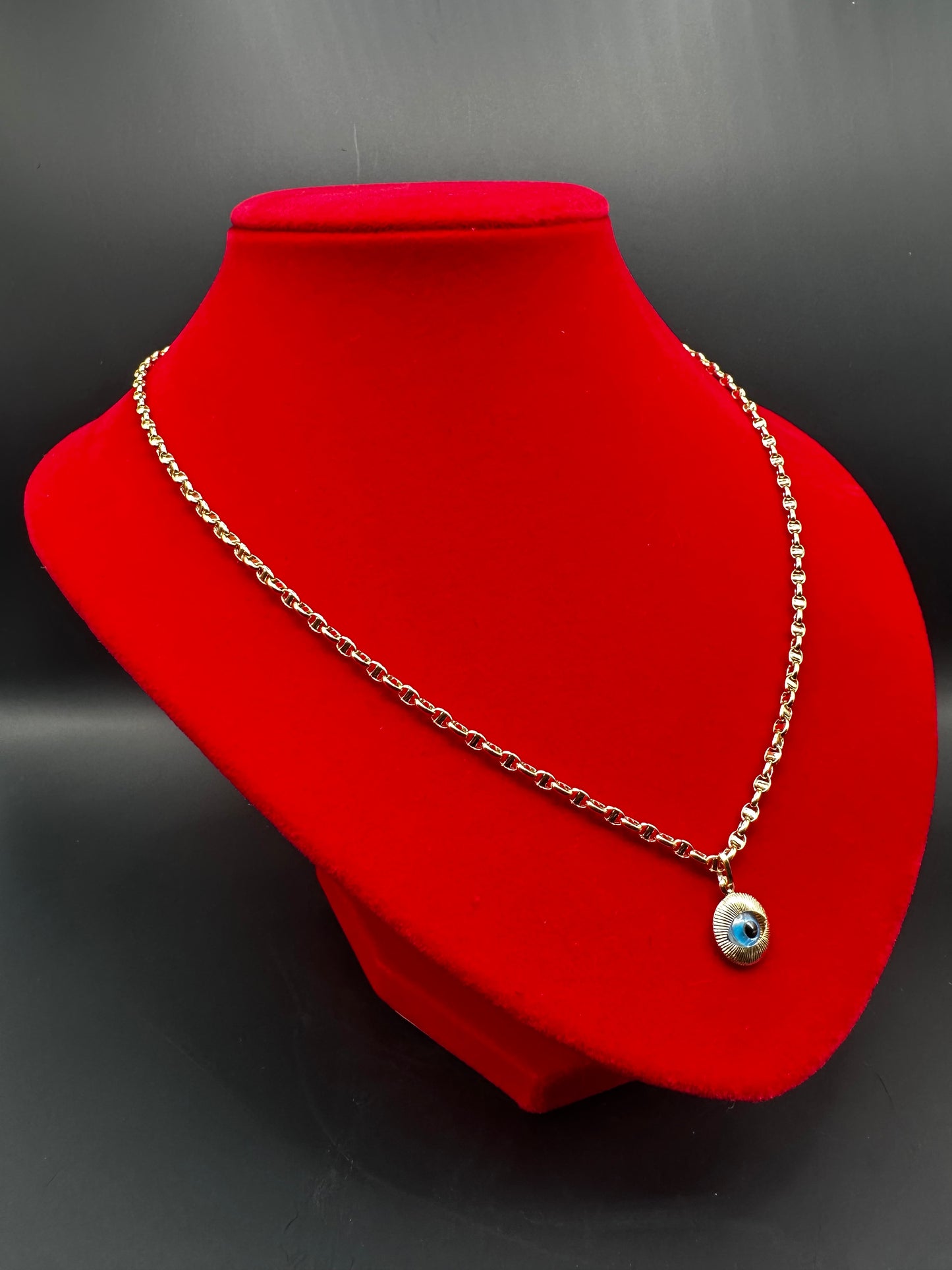 Anchor Link Chain + Turkish Eye Pendant